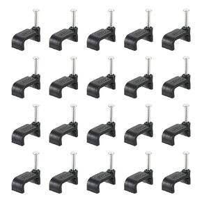 uxcell Cable Clips with Steel Nail, 100Pcs 12mm/0.47" Plastic Cable Wire Clips, Ethernet Cable Clips Nail in Cable Clips for Home Wires Cables Cords Management, Black