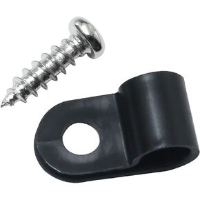 100PCS Screw Mount Cable Clamp Rope Light Clamp Pan Head Phillips Screw 1/4 Inch Nylon Plastic Cable Clamp R Clamp for Wire Management