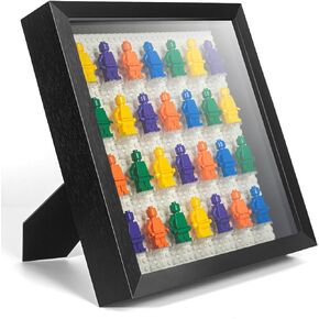 Figure Display Case, 11’’ x 11’’ Miniature Storage Case, Shadow Box Frame for Tabletop and Wall Mount, Pull-Out Panel, Black