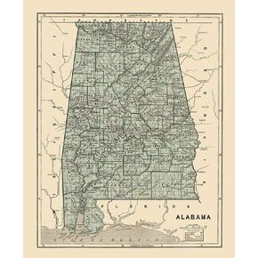 Posterazzi PDXALZZ0016LARGE Alabama 1845 Morse Poster Print, 36 x 24, Multicolor