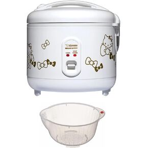حزمة Zojirushi Hello Kitty لطهي الأرز الأوتوماتيكي وسخانه سعة 5.5 كوب (أبيض) مع وعاء غسيل الأرز مقاس 9.5 بوصة مع مصارف جانبية وسفلية (عنصران) in Kuwait