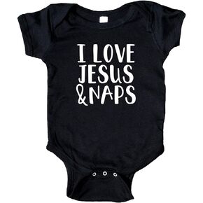 I Love Jesus & Naps Baby Christian Onesie Bodysuit Infant Toddler Baby Clothes