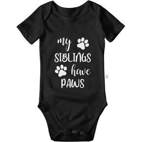 My Siblings Have Paws Bodysuits, Infant Boy Girl Newborn Cotton Romper Short Sleeve Jumpsuit Outfits 0-24 Months