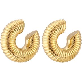 Chunky Gold Silver Earrings Non Pierced Chunky Round Earrings for Women Girls Ear Cartilage Clip as Jewelry Gift