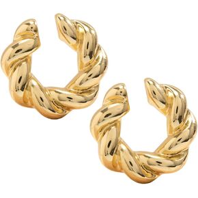 أقراط ذهبية وفضية مكتنزة غير مثقوبة أقراط دائرية مكتنزة للنساء والفتيات مشبك غضروف الأذن كهدية مجوهرات in Kuwait