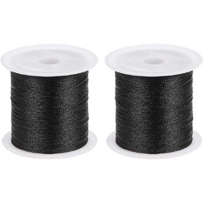 2pcs 0.2mm Nylon Cord Satin Silk Trim Beading String Chinese Knotting Cord Hand Knitting String Bracelet Thread for Bracelets, Beading, DIY Making, Ornaments, Silver Grey, 328ft