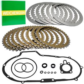 Clutch Friction Plates & Primary Cover Gasket Kit Compatible with Sportster 883 1200 XL1200 XL883 1991-2003