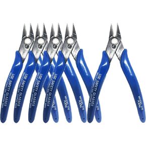 Flush Wire Cutter, 5PACK Blue Diagonal Cutting Pliers Side Cutter Nippers Micro Wire Cutter Wire Clippers Wire Snips (5inch size)