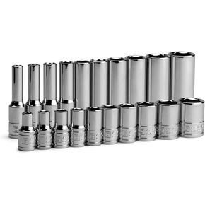 Capri Tools 1/4 in. Drive 6-Point Socket Set (Shallow & Deep Set / 3/16-9/16 in.)