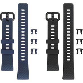 Silicone Watch Strap Compatible with Huawei Band 4 Pro/Band 3 Pro/Band 3 Fitness Tracker Sport Watch Band Quick Release Wristband Black & Blue