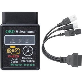 ELM327 V1.5 لـ Yamaha لهوندا E-F-I أداة تشخيص الدراجات النارية ELM327 Mini Obd-2 ماسح ضوئي بتقنية البلوتوث مع تشخيص خطأ الدراجة النارية (ELM327 + كابل 3 في 1 لياماها لهوندا)