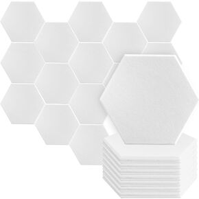 16 حزمة من لوحات الحائط السداسية المقاومة للصوت مقاس 12 × 10 × 0.4 بوصة، لوحات صوتية سداسية، لوحات تخميد الصوت عالية الكثافة لاستوديو تسجيل الحائط (أبيض) in Kuwait