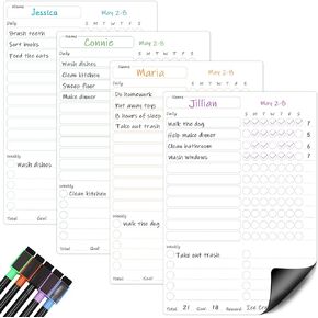 Acrylic Magnetic Dry Erase Board for Fridge, 12"x8" Clear Magnetic to Do List White Board, 2 Pcs Acrylic Dry Erase to Do List for Refrigerator Grocery Checklist Magnet Whiteboard 5 Markers