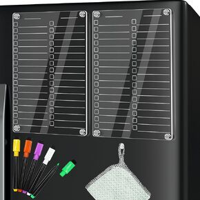Magnetic Acrylic Chore Chart for Kids Multiple Kids, 2 Pcs Clear Dry Erase Chore Chart for Adult Teens Family Home, Daily/Weekly Behavior Chore List Reward Chore Board to Do List for Refrigerator