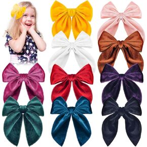 10 قطع من أقواس الشعر المخملية الكبيرة للفتيات، 5 بوصات أقواس كبيرة مصنوعة يدويًا للفتيات الصغيرات، أقواس شعر كبيرة للفتيات الصغيرات، مشابك تمساح لأقواس الشعر in Kuwait