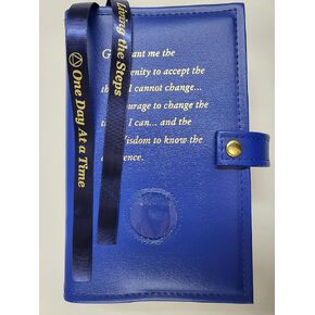 Deluxe Double Alcoholics Anonymous AA Big Book & 12 Steps & 12 Traditions Book Cover Medallion Holder Blue