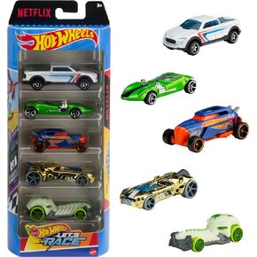 Hot Wheels 1:64 Scale Toy Cars, 5-Pack of Die-Cast Vehicles from The Netflix Series Let’s Race!