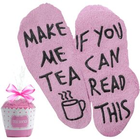 If You Can Read This Make Me Some Tea Socks with Cupcake Gift Packaging Funny Gifts for Women,Wife,Mum,Tea Lover
