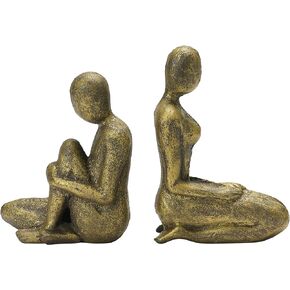 Bloomingville Cast Iron Sitting Women, Set of 2 Bookends, 9" L x 2" W x 6" H, Gold