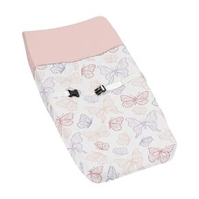 Sweet Jojo Designs Shabby Chic Butterfly Girl Baby Changing Pad Cover Infant Newborn Diaper Table Change Mat Sheet Blush Pink Rose Dark Lavender Purple White Colorful Pastel Lilac Watercolor Pattern
