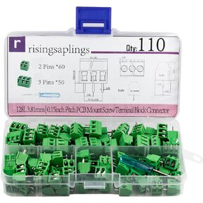 110pcs for 2 and 3 Pins 128L 0.15" Pitch PCB Mount Screw Block Terminals Connector kit