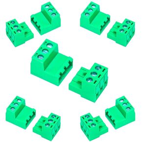 5 Set 5.08mm 3 Pin Male & Female Phoenix Type Connector No Soldering Green PCB Screw Terminal Block 3 Pole