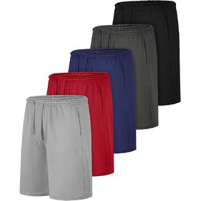 Resinta 5 Pack Boys Athletic Shorts Kids Youth Basketball Shorts Active Performance Quick Dry Gym Elastic Waist with Pockets in Saudi Arabia