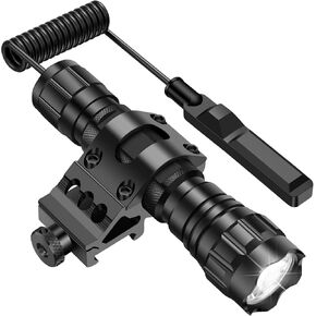 TDT 2500 Lumen مصباح يدوي تكتيكي مع تركيب قضبان Picatinny ومفتاح الضغط، مصباح Picatinny مع IPX7 مقاوم للماء، 5 أوضاع فائقة السطوع، وضعان للتبديل للمشهد التكتيكي والخارجي