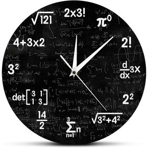 Math Equations and Notations Mathematics Chalkboard Geek Battery Operated Wall Clock Silent Non-Ticking Quartz Clock Educational Gifts for Kids Teachers School Classroom Decor,12inches