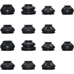 Universal Automotive Replacement Tie Rod End Boot Turn To Rod Arm Ball Joint Head Dust Protection Rubber Cover Track Boot Car Suspension Steering Parts Accessories 14Pcs (14 Sizes x1)