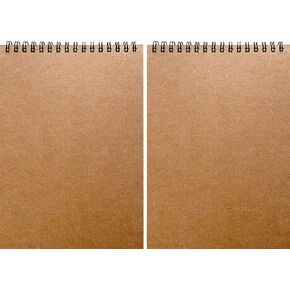 JOYISEN 2PCS Sketch Pad A5 160GSM Spiral Bound Sketchbooks for Drawing Kraft Cover 60 Pages/30 Sheets Watercolour Sketch Book for Adults Children Student Artist