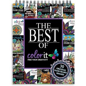 ColorIt The Best of ColorIt Adult Coloring Book, 30 Original Hand Drawn Designs Printed on Artist-Quality Paper with Hardback Covers, Spiral Binding, Perforated Pages, and Ink Blotter Paper