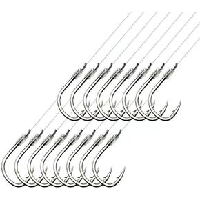 AMHDV Tiny Fishing Hooks with Line, Small Fishing Hook and Leader (Pack of 20)