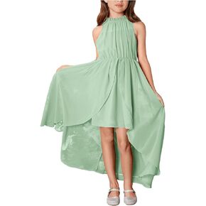 SweatyRocks Girl's Sleeveless Ruffle Neck Dresses Formal Occasion High Low Dresses
