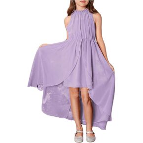SweatyRocks Girl's Sleeveless Ruffle Neck Dresses Formal Occasion High Low Dresses
