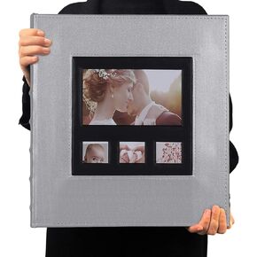 RECUTMS Photo Album 4x6 600 Photos Black Inner Page Button Grain Leather Big Capacity Pockets Pictures Album Birthday Christmas Wedding Anniversary (Orange)