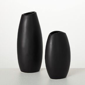 Sullivans Black Vase Set, Modern Home Decor, Ceramic Vases for Home Decor, Black Vases for Fake or Real Flowers, Minimalist Living Room Decor, Decorative Vase Set for Your Shelf and Mantle (CM3122) in Saudi Arabia