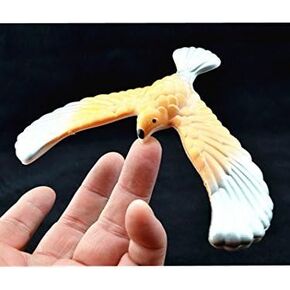 C&H Solutions Silver Wing Yellow Body Cute Balancing Bird with Clear Triangle Stand