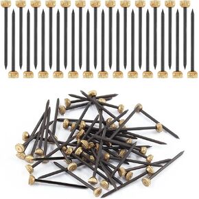 Picture Hanging Nails, Black Steel Nails and Brass Head Frame Hanger Nails for Hanging Pictures Painting(50Pcs, Medium)