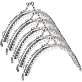 uxcell Metal Purse Frames - 2.56" 5Pcs Kiss Lock Clasp Frame Arch Embossed Clutch Frame Handles for Coin Purse Sewing Bag Making DIY Craft, Silver Tone