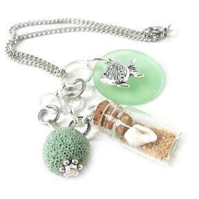 Rear View Mirror Car Charm - Aromatherapy for Car - Gift for Beach Lovers - Beach Bottle Charm with Shell