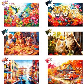 24 Large Piece Puzzle for Seniors 6 Pack Puzzles Dementia Alzheimer's Products and Activities for The Elderly Adults Puzzles Alzheimer's Easy Puzzles Gift Memory Games for Patients, 6 Storage Bag