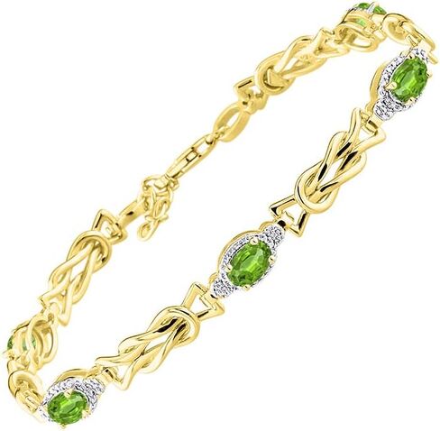 Rylos Bracelets for Women Yellow Gold Plated Silver Love Knot Tennis Bracelet Gemstone & Genuine Diamonds Adjustable to Fit 7"-8" Wrist, 5 Gorgeous 6X4MM Jewelry for Women Friendship Bracelets in Kuwait