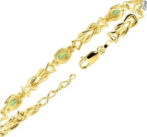 Rylos Bracelets for Women Yellow Gold Plated Silver Love Knot Tennis Bracelet Gemstone & Genuine Diamonds Adjustable to Fit 7"-8" Wrist, 5 Gorgeous 6X4MM Jewelry for Women Friendship Bracelets in Kuwait