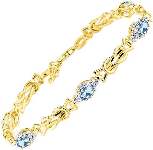 Rylos Bracelets for Women Yellow Gold Plated Silver Love Knot Tennis Bracelet Gemstone & Genuine Diamonds Adjustable to Fit 7"-8" Wrist, 5 Gorgeous 6X4MM Jewelry for Women Friendship Bracelets in Saudi Arabia