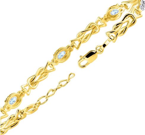 Rylos Bracelets for Women Yellow Gold Plated Silver Love Knot Tennis Bracelet Gemstone & Genuine Diamonds Adjustable to Fit 7"-8" Wrist, 5 Gorgeous 6X4MM Jewelry for Women Friendship Bracelets in Saudi Arabia