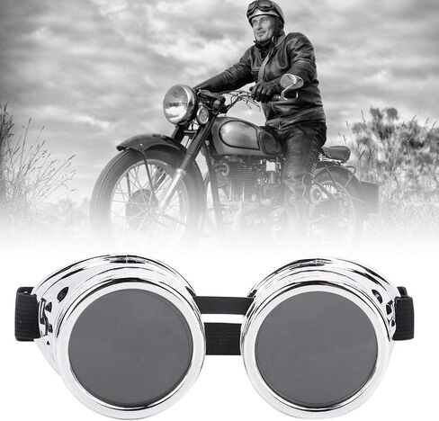 نظارات Keen so Vintage نظارات شمسية رياضية خوذة Steampunk نظارات للخارجية موتوكروس المتسابق نظارات للأطفال الرجال النساء (فضي مشرق) in Saudi Arabia