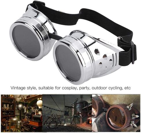 نظارات Keen so Vintage نظارات شمسية رياضية خوذة Steampunk نظارات للخارجية موتوكروس المتسابق نظارات للأطفال الرجال النساء (فضي مشرق) in Saudi Arabia