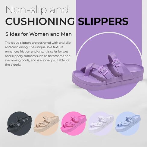 Women's Platform Sandals - Arch Support, Comfortable Foam Slides with Adjustable Buckle, Lightweight Thick Soles | Ultra Cushion in Saudi Arabia
