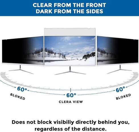 فلتر شاشة خصوصية للكمبيوتر مقاس 22 بوصة من JIEYKJO - لشاشات الكمبيوتر العريضة 16:10 واقي شاشة مضاد للوهج ومضاد للضوء الأزرق ومضاد للخدش، أسود شفاف، 22 بوصة in Kuwait